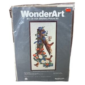 NEW WonderArt Stitchery Picture Kit Vintage Country Birds Wool Yarn Made In USA
